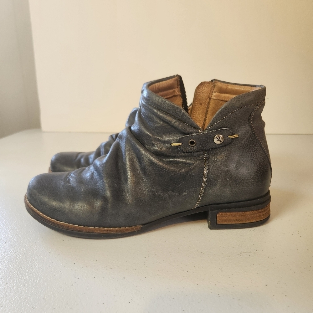 Wanda Panda Gray Leather Ankle Boots Zipper Womens size 8 EU 39 Fall Winter - Picture 4 of 8